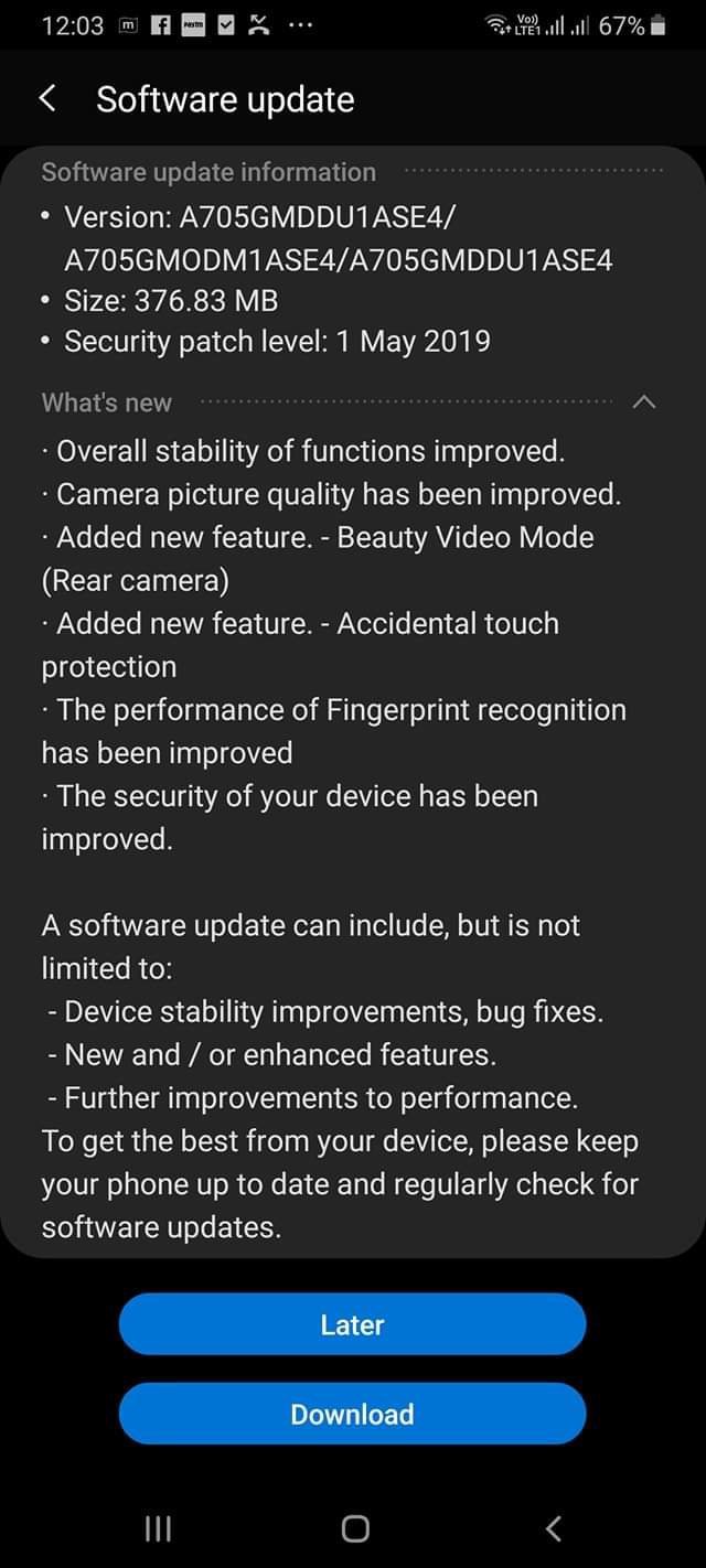 Galaxy A70 Update