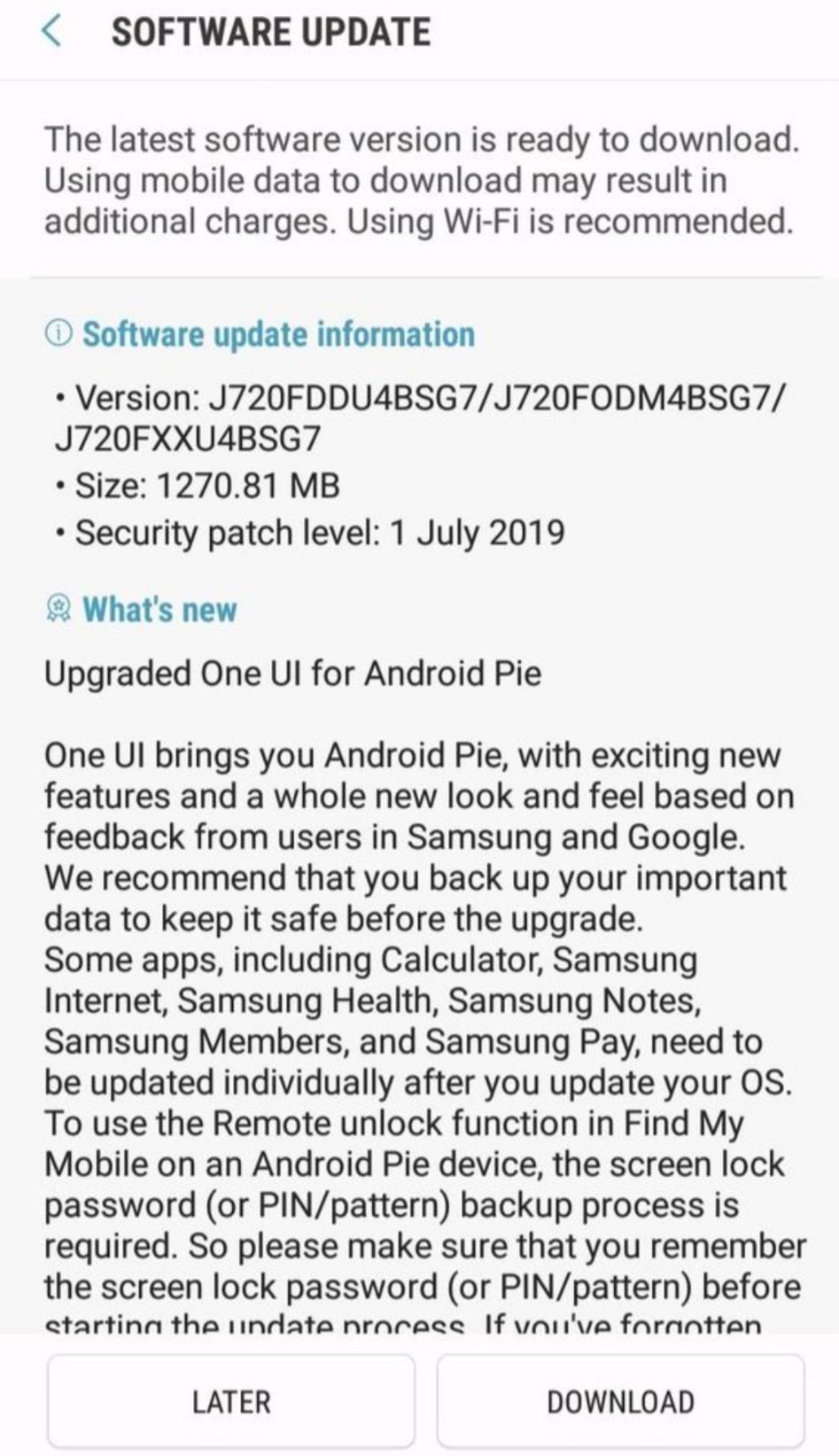 Galaxy J7 Duo Update