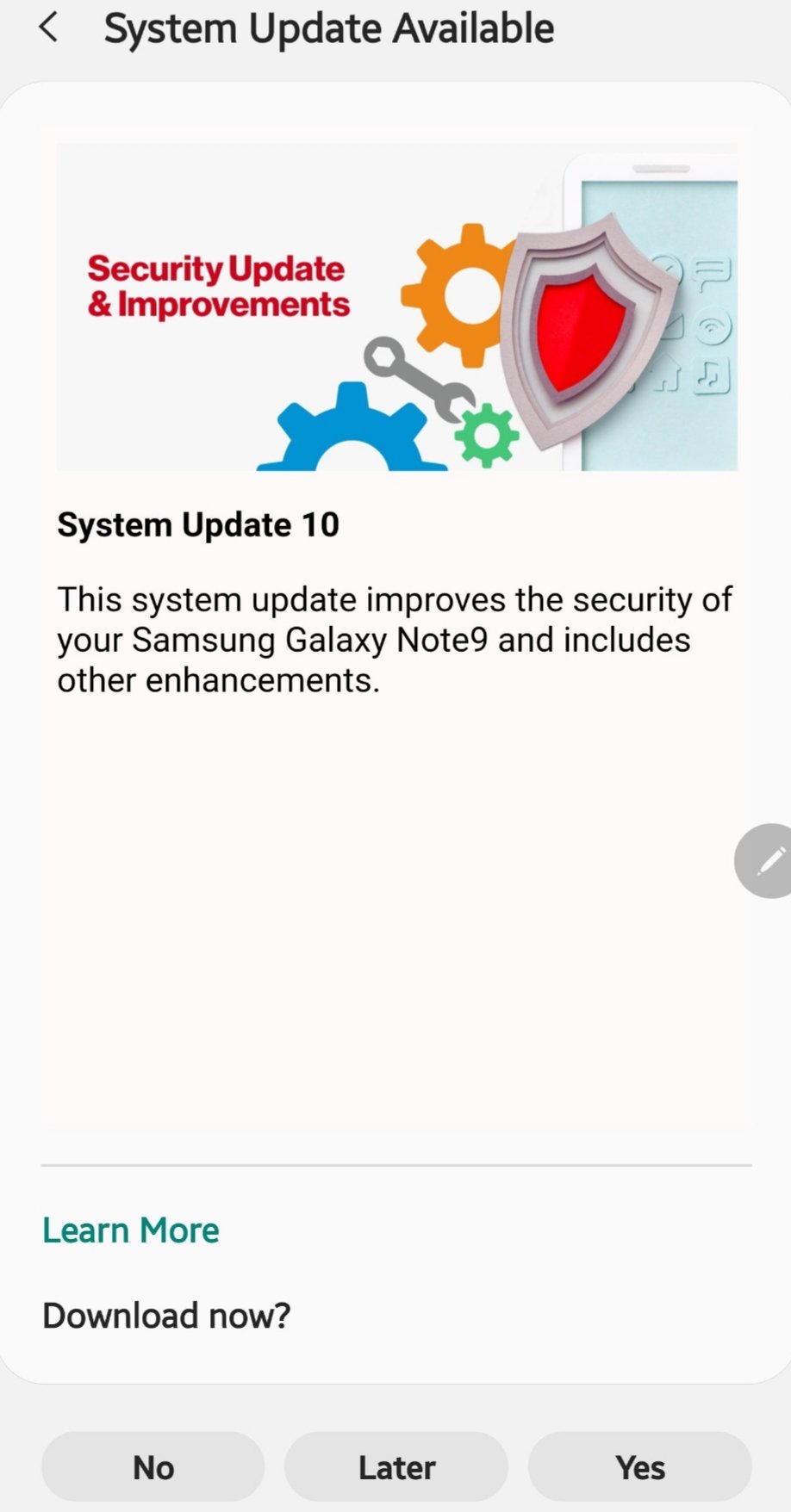 Galaxy Note 9 Update