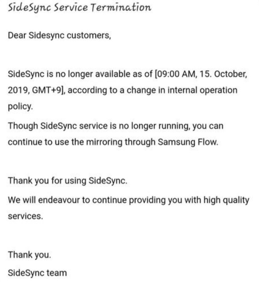 SideSync termination