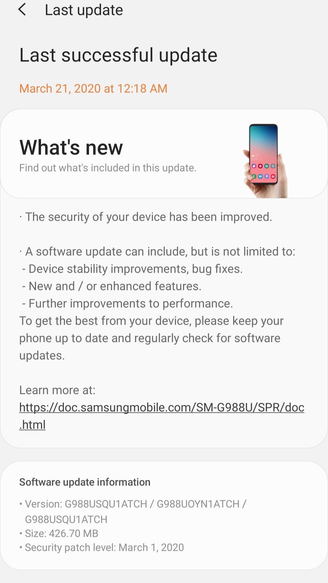 Galaxy S20 US Update