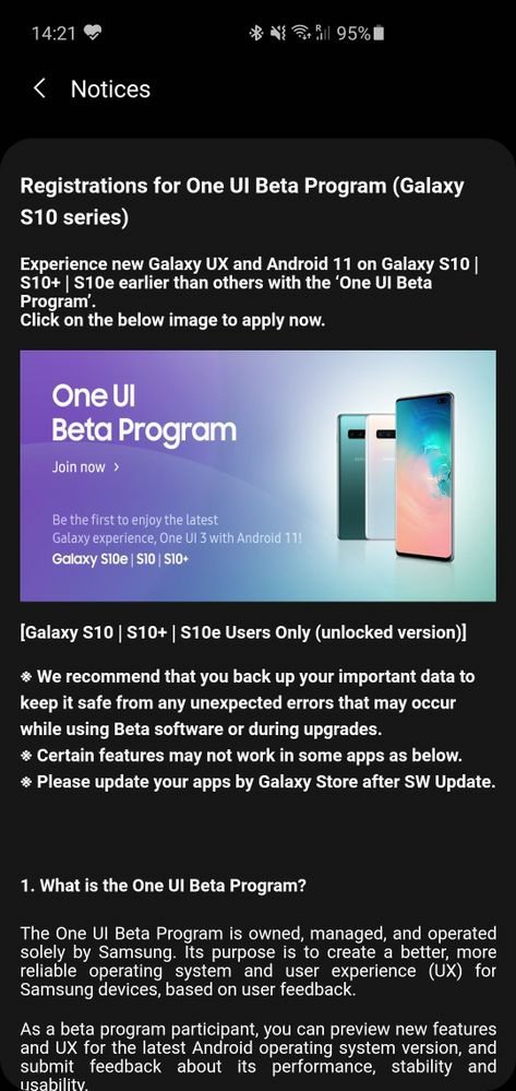 Galaxy S10 Beta Program