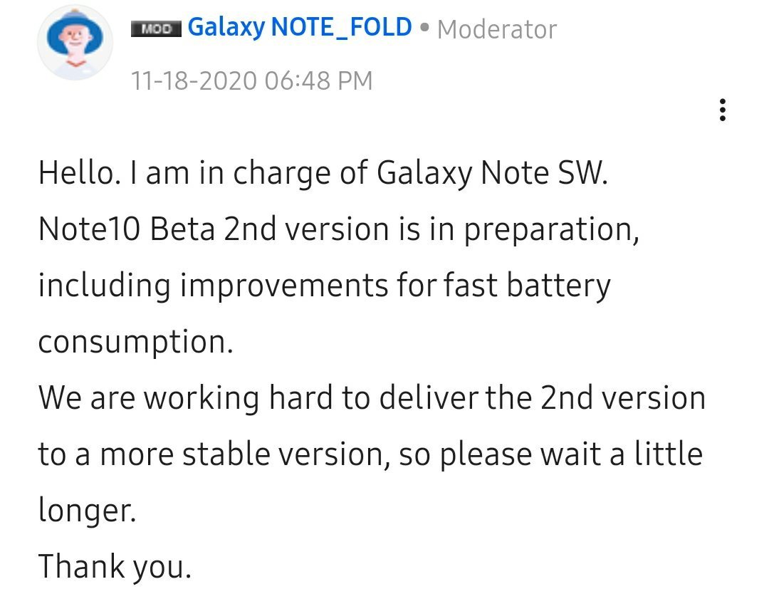 Galaxy Note 10 Beta Update