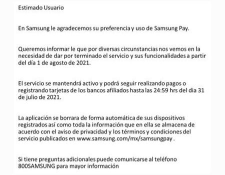 Samsung Pay Shut Down Mexico