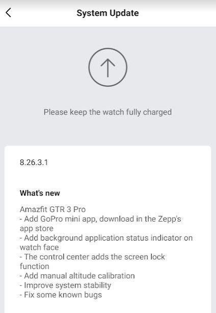 Second Amazfit GTR 3 Pro Update