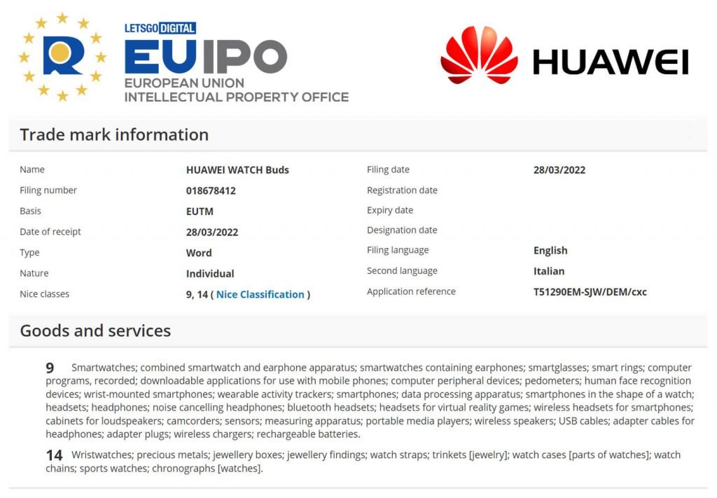 Huawei Watch Buds Patent