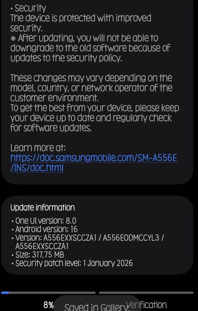 Galaxy A55 January Update