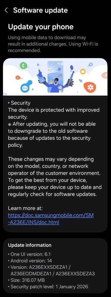 Galaxy A23 January Update