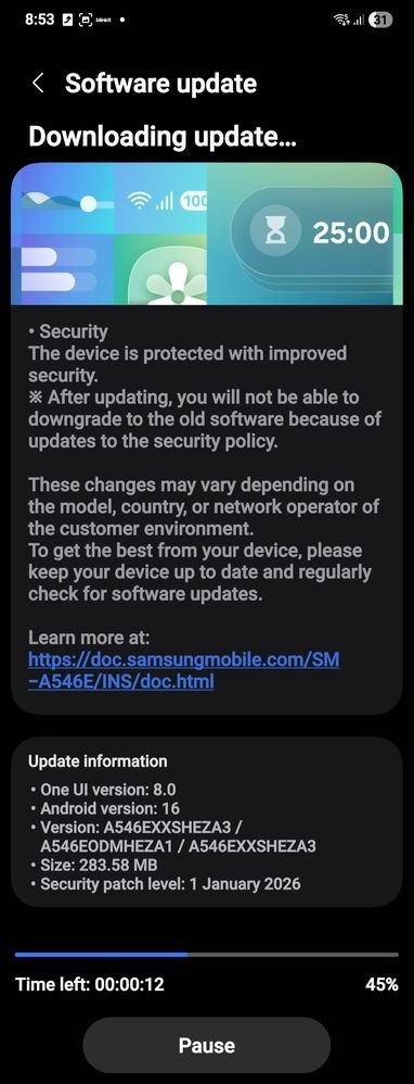 Galaxy A54 January Update