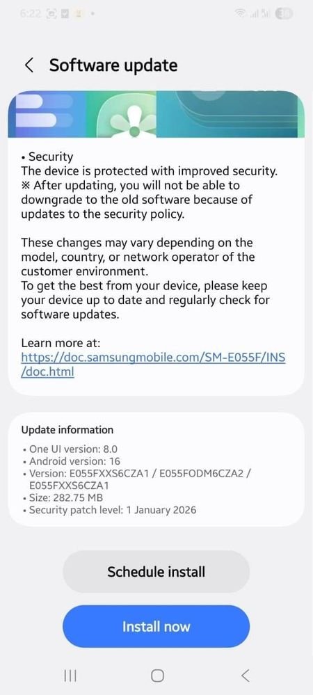 Galaxy F05 January Update