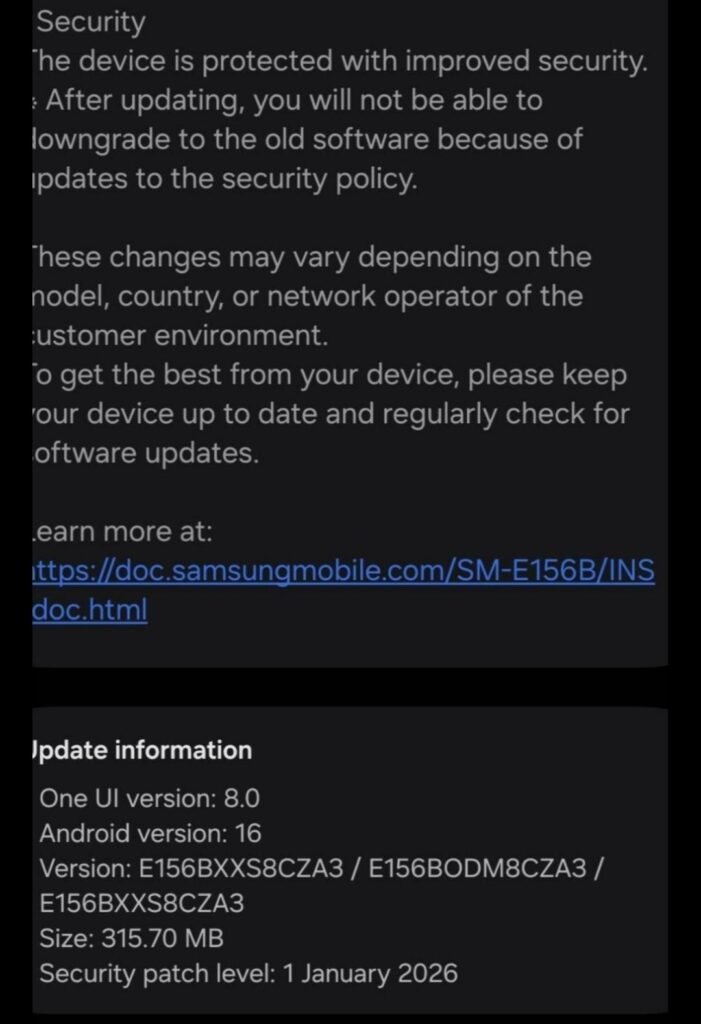 Galaxy F15 Security Update