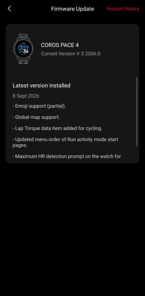 New COROS Pace 4 Update